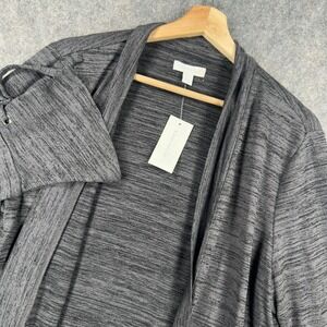 Charter Club Cardigan Sweater Womens Large Gray Open Front Tie Cuff Knit